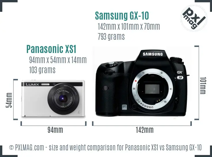 Panasonic XS1 vs Samsung GX-10 size comparison