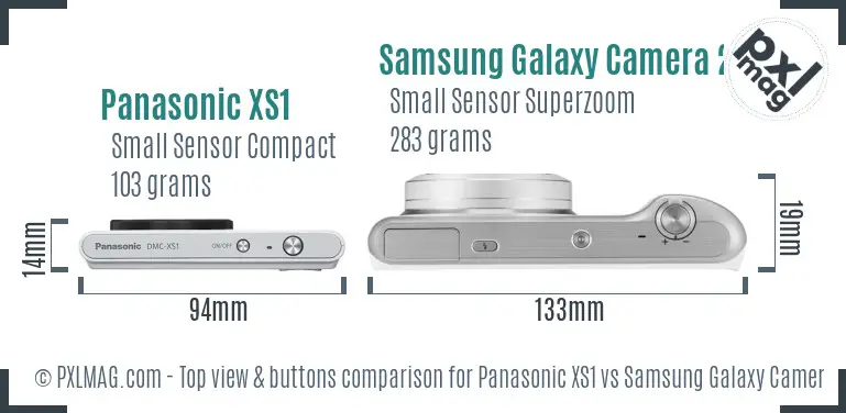 Panasonic XS1 vs Samsung Galaxy Camera 2 top view buttons comparison Panasonic XS1 vs Samsung Galaxy Camera 2 top view buttons comparison