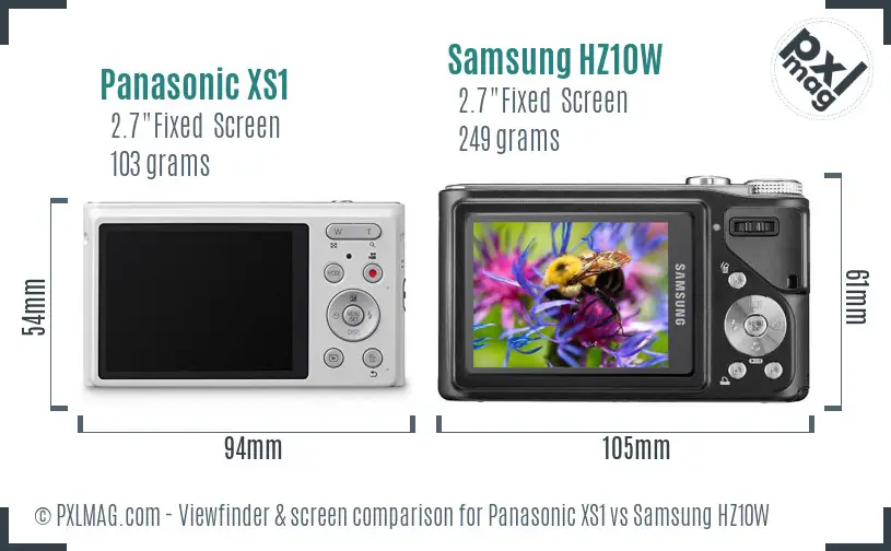 Panasonic XS1 vs Samsung HZ10W Screen and Viewfinder comparison Panasonic XS1 vs Samsung HZ10W Screen and Viewfinder comparison