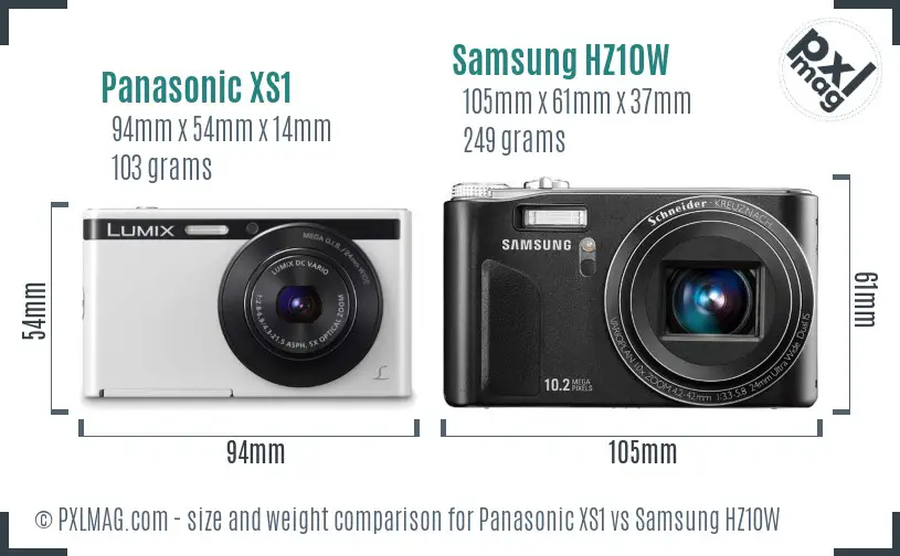 Panasonic XS1 vs Samsung HZ10W size comparison Panasonic XS1 vs Samsung HZ10W size comparison