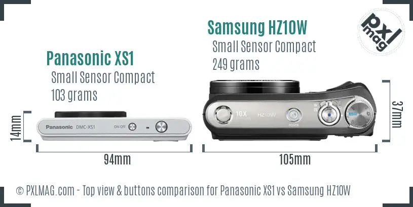 Panasonic XS1 vs Samsung HZ10W top view buttons comparison Panasonic XS1 vs Samsung HZ10W top view buttons comparison