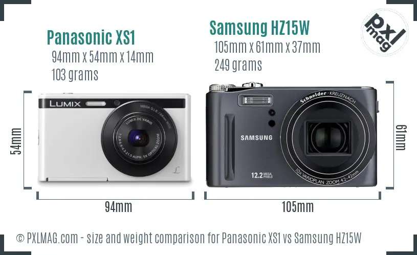 Panasonic XS1 vs Samsung HZ15W size comparison