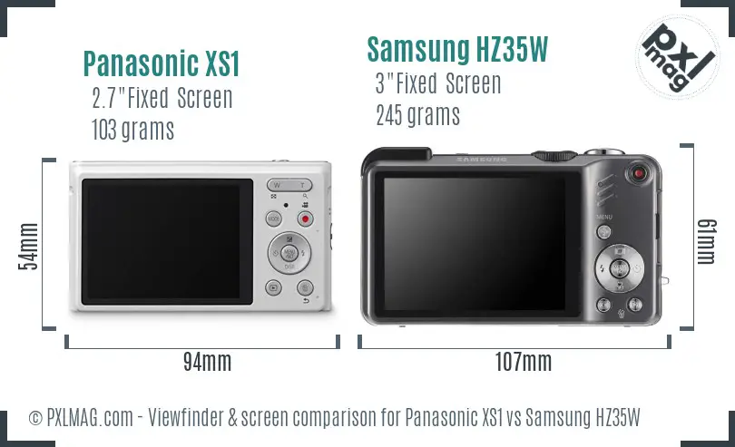 Panasonic XS1 vs Samsung HZ35W Screen and Viewfinder comparison