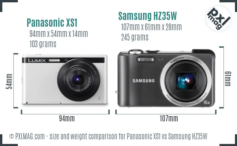 Panasonic XS1 vs Samsung HZ35W size comparison