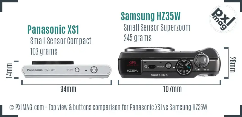 Panasonic XS1 vs Samsung HZ35W top view buttons comparison