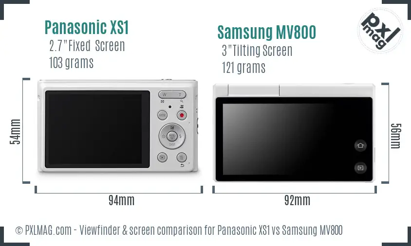 Panasonic XS1 vs Samsung MV800 Screen and Viewfinder comparison