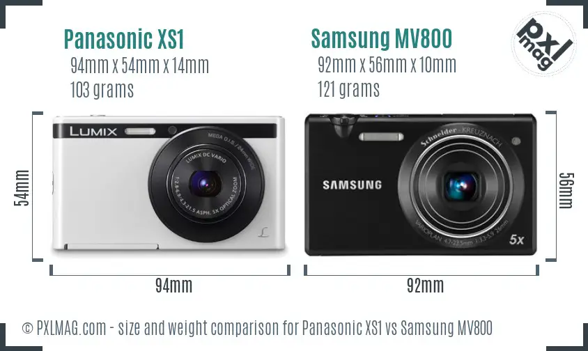 Panasonic XS1 vs Samsung MV800 size comparison