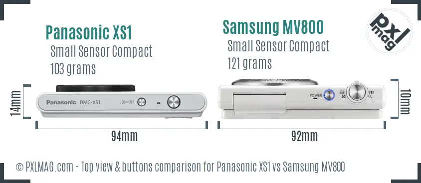 Panasonic XS1 vs Samsung MV800 top view buttons comparison