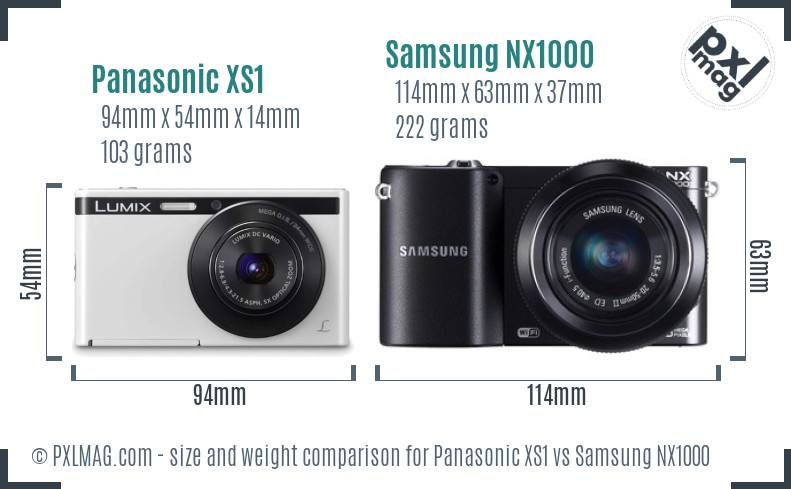 Panasonic XS1 vs Samsung NX1000 size comparison