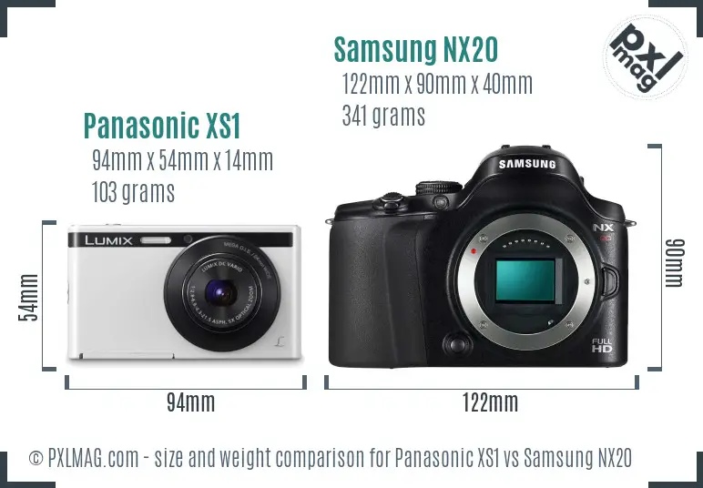 Panasonic XS1 vs Samsung NX20 size comparison