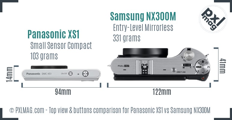 Panasonic XS1 vs Samsung NX300M top view buttons comparison
