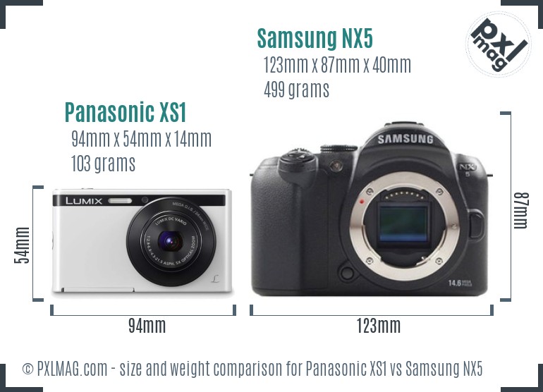 Panasonic XS1 vs Samsung NX5 size comparison
