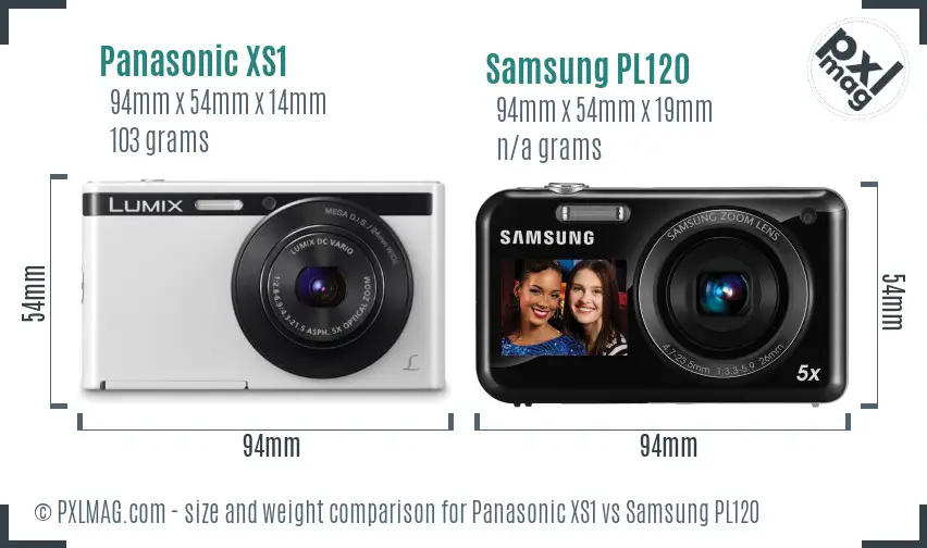 Panasonic XS1 vs Samsung PL120 size comparison