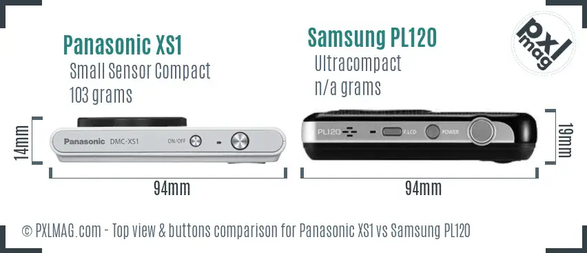 Panasonic XS1 vs Samsung PL120 top view buttons comparison