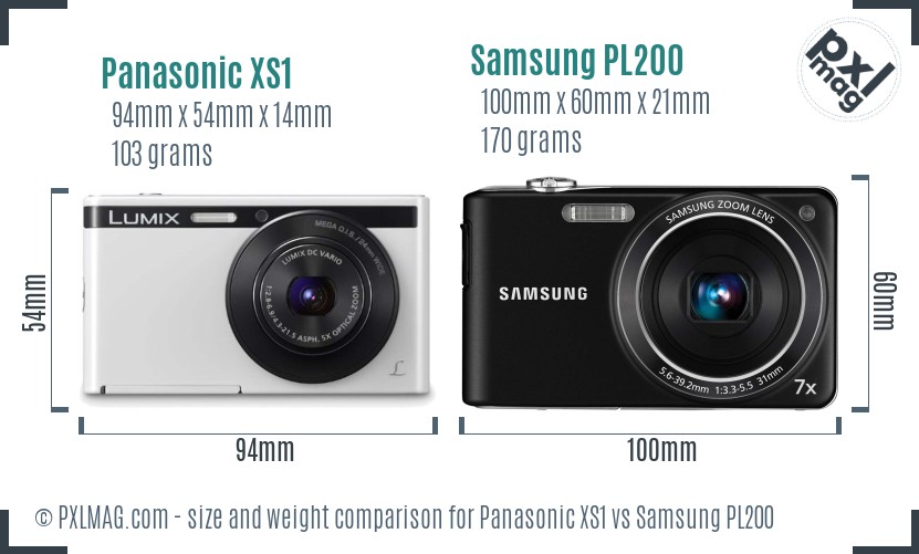 Panasonic XS1 vs Samsung PL200 size comparison Panasonic XS1 vs Samsung PL200 size comparison