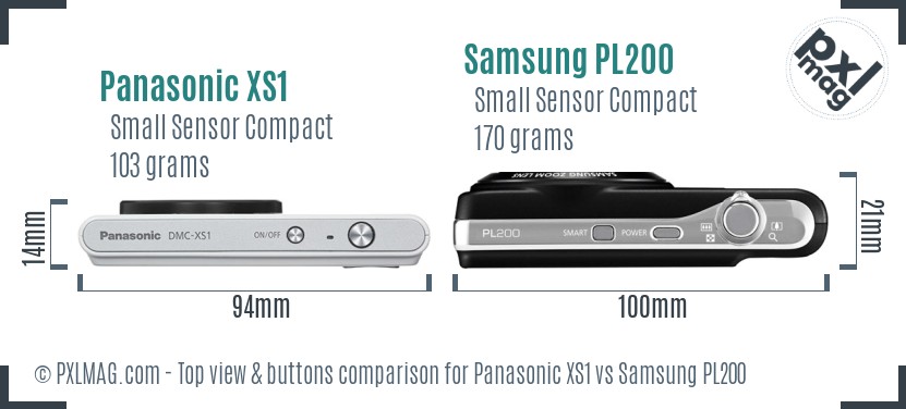 Panasonic XS1 vs Samsung PL200 top view buttons comparison