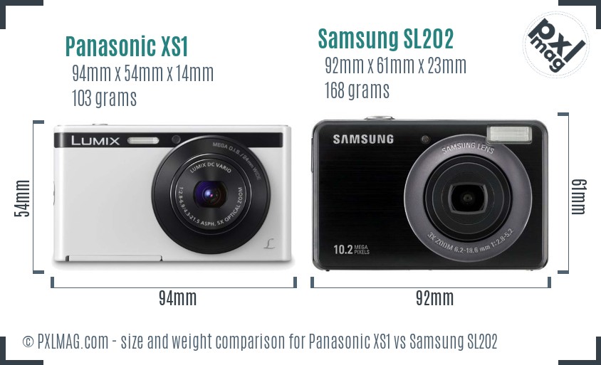 Panasonic XS1 vs Samsung SL202 size comparison Panasonic XS1 vs Samsung SL202 size comparison