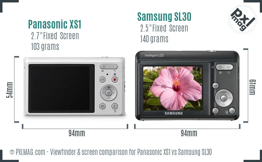 Panasonic XS1 vs Samsung SL30 Screen and Viewfinder comparison