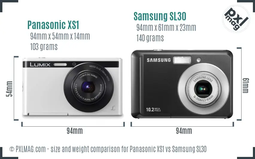 Panasonic XS1 vs Samsung SL30 size comparison