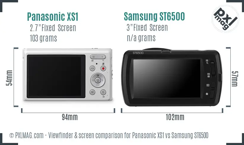 Panasonic XS1 vs Samsung ST6500 Screen and Viewfinder comparison
