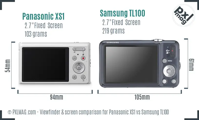 Panasonic XS1 vs Samsung TL100 Screen and Viewfinder comparison