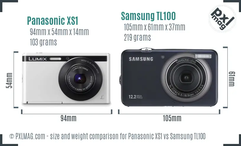 Panasonic XS1 vs Samsung TL100 size comparison