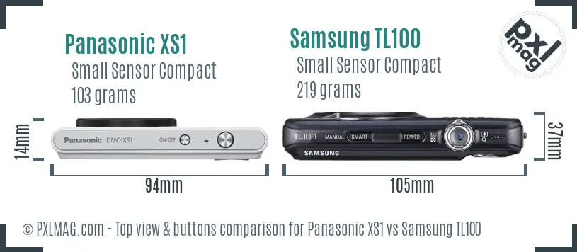 Panasonic XS1 vs Samsung TL100 top view buttons comparison