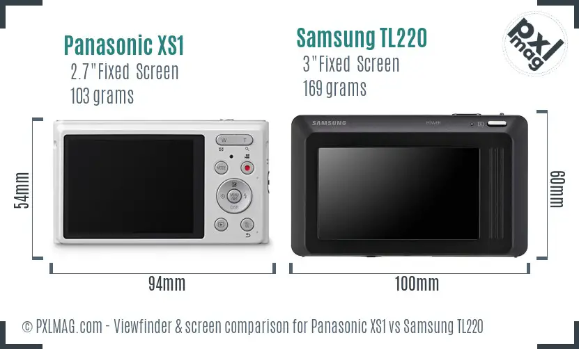 Panasonic XS1 vs Samsung TL220 Screen and Viewfinder comparison Panasonic XS1 vs Samsung TL220 Screen and Viewfinder comparison