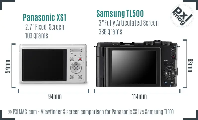 Panasonic XS1 vs Samsung TL500 Screen and Viewfinder comparison
