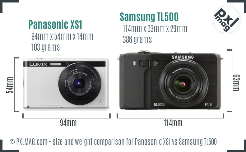 Panasonic XS1 vs Samsung TL500 size comparison