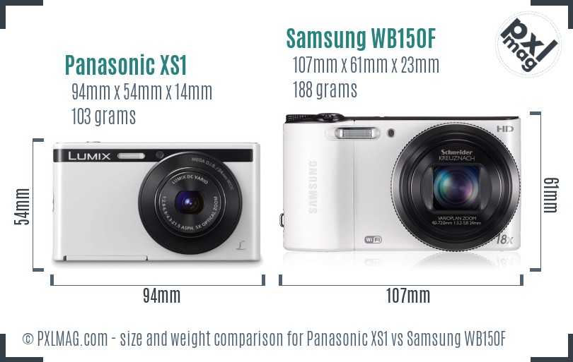 Panasonic XS1 vs Samsung WB150F size comparison