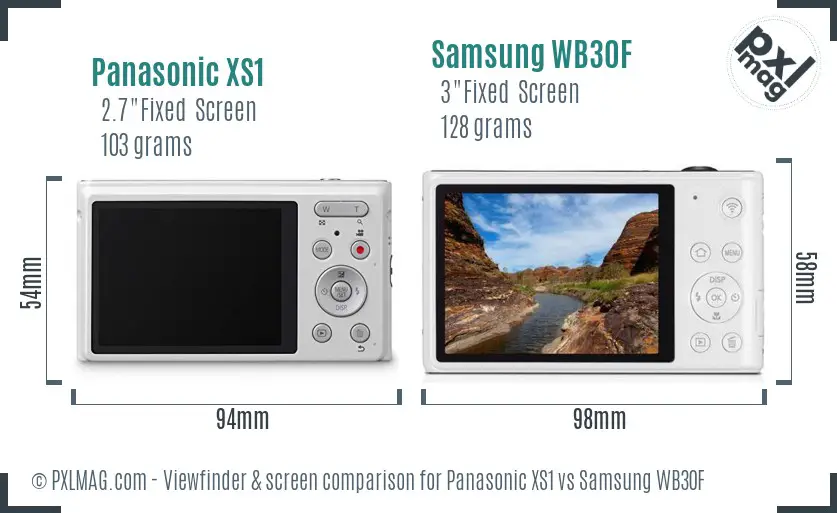 Panasonic XS1 vs Samsung WB30F Screen and Viewfinder comparison