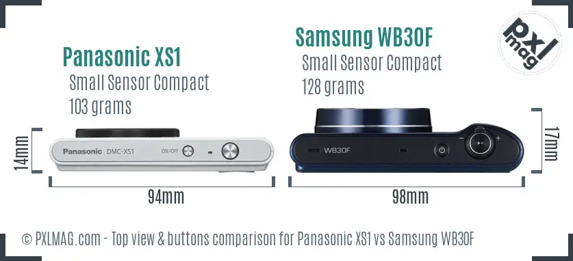 Panasonic XS1 vs Samsung WB30F top view buttons comparison