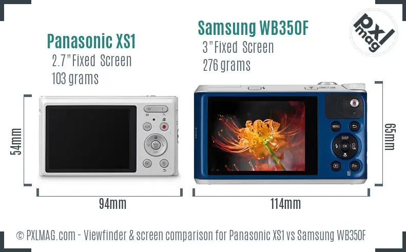 Panasonic XS1 vs Samsung WB350F Screen and Viewfinder comparison