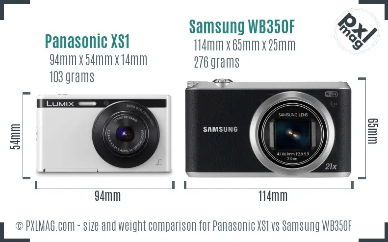 Panasonic XS1 vs Samsung WB350F size comparison