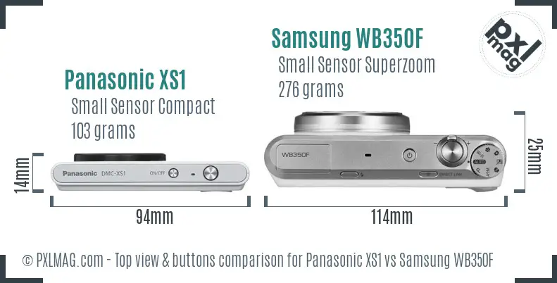 Panasonic XS1 vs Samsung WB350F top view buttons comparison