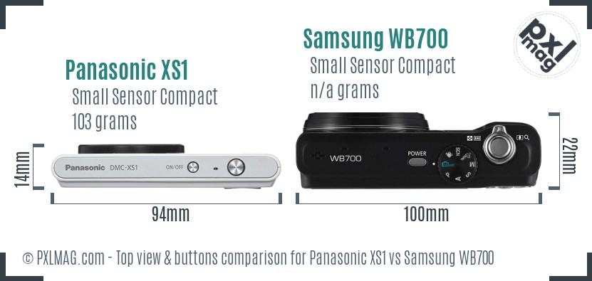 Panasonic XS1 vs Samsung WB700 top view buttons comparison