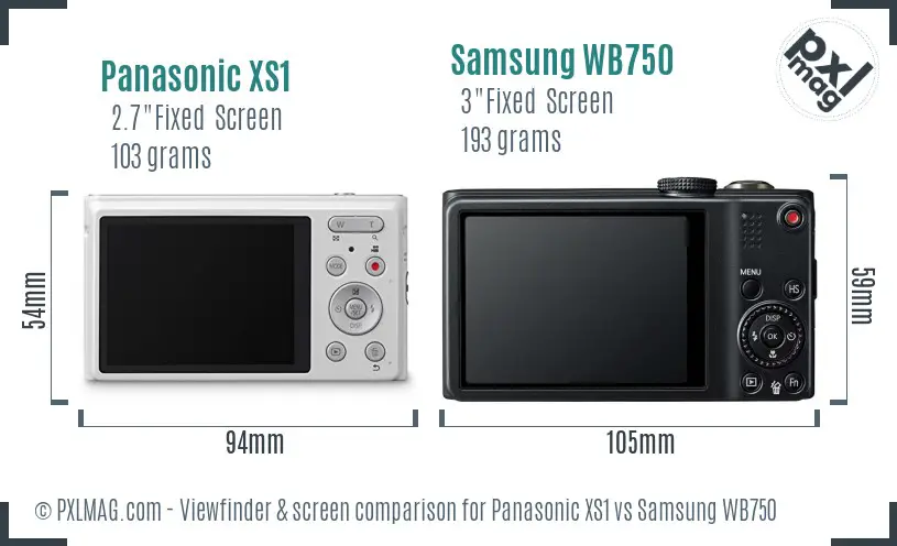 Panasonic XS1 vs Samsung WB750 Screen and Viewfinder comparison Panasonic XS1 vs Samsung WB750 Screen and Viewfinder comparison