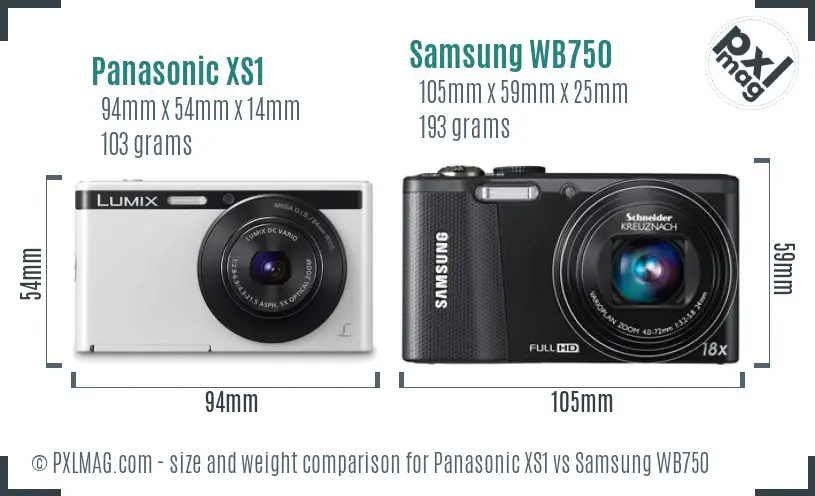 Panasonic XS1 vs Samsung WB750 size comparison Panasonic XS1 vs Samsung WB750 size comparison