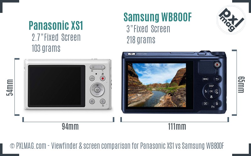 Panasonic XS1 vs Samsung WB800F Screen and Viewfinder comparison