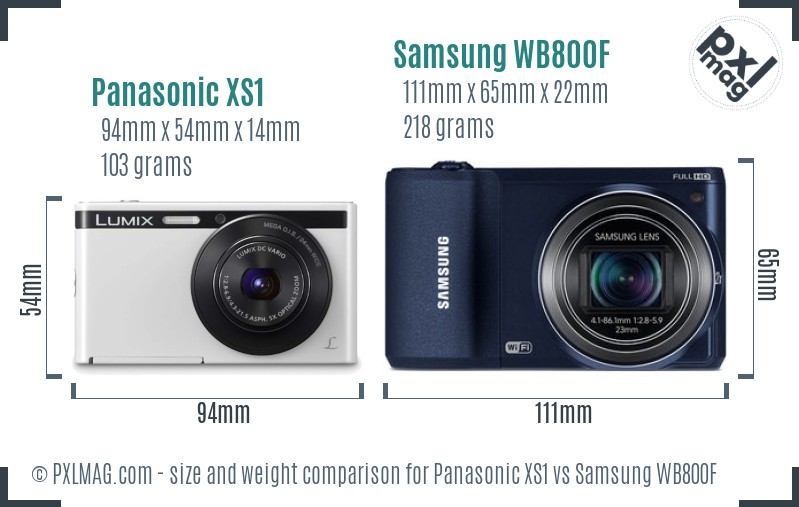 Panasonic XS1 vs Samsung WB800F size comparison