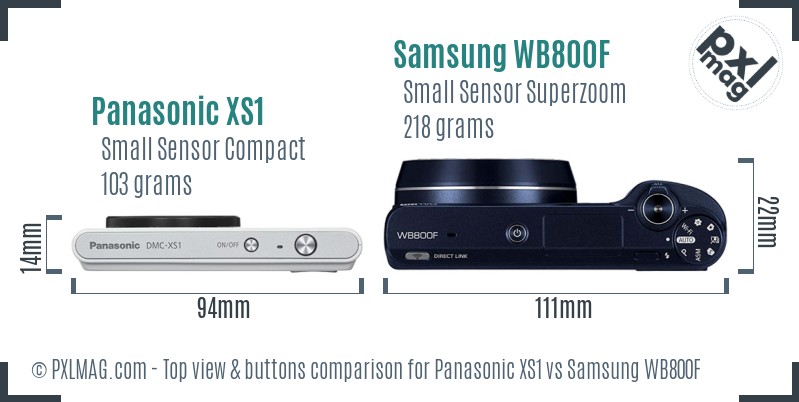 Panasonic XS1 vs Samsung WB800F top view buttons comparison