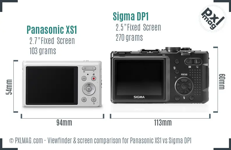 Panasonic XS1 vs Sigma DP1 Screen and Viewfinder comparison