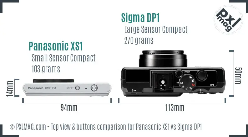 Panasonic XS1 vs Sigma DP1 top view buttons comparison
