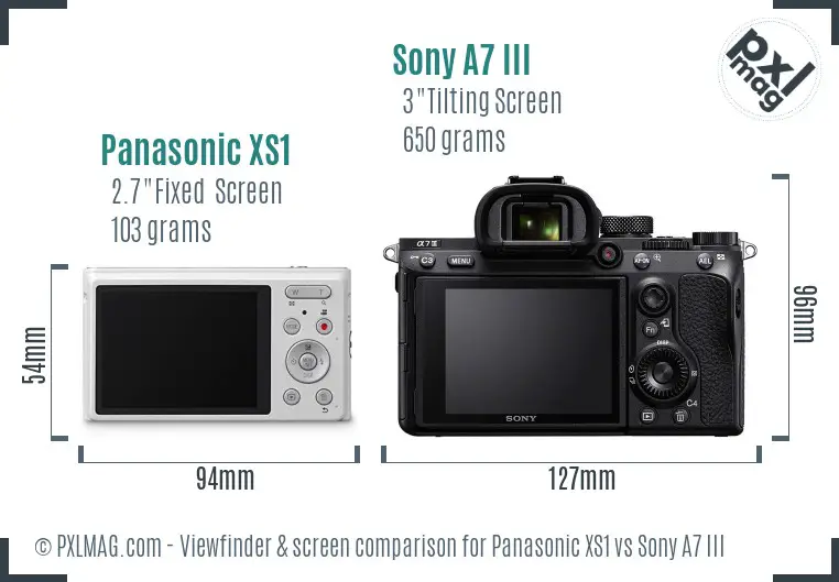 Panasonic XS1 vs Sony A7 III Screen and Viewfinder comparison
