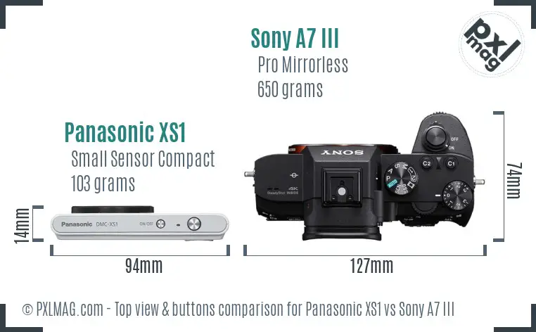 Panasonic XS1 vs Sony A7 III top view buttons comparison