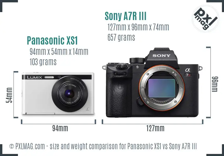 Panasonic XS1 vs Sony A7R III size comparison