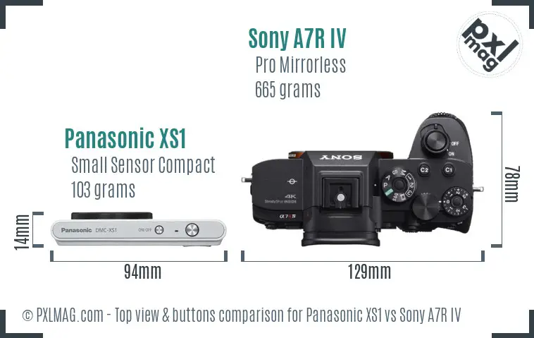 Panasonic XS1 vs Sony A7R IV top view buttons comparison