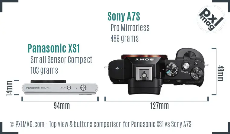 Panasonic XS1 vs Sony A7S top view buttons comparison