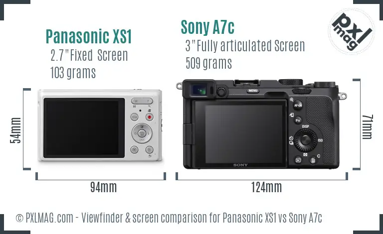 Panasonic XS1 vs Sony A7c Screen and Viewfinder comparison